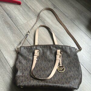 Michael by Michael Kors Brown Jet Set Logo Multifunction Tote Shoulder Bag Purse